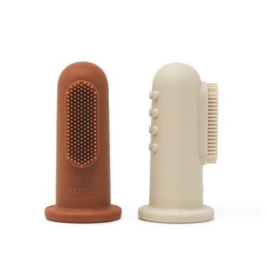 Mushie Finger Toothbrush, Clay/Shifting Sand